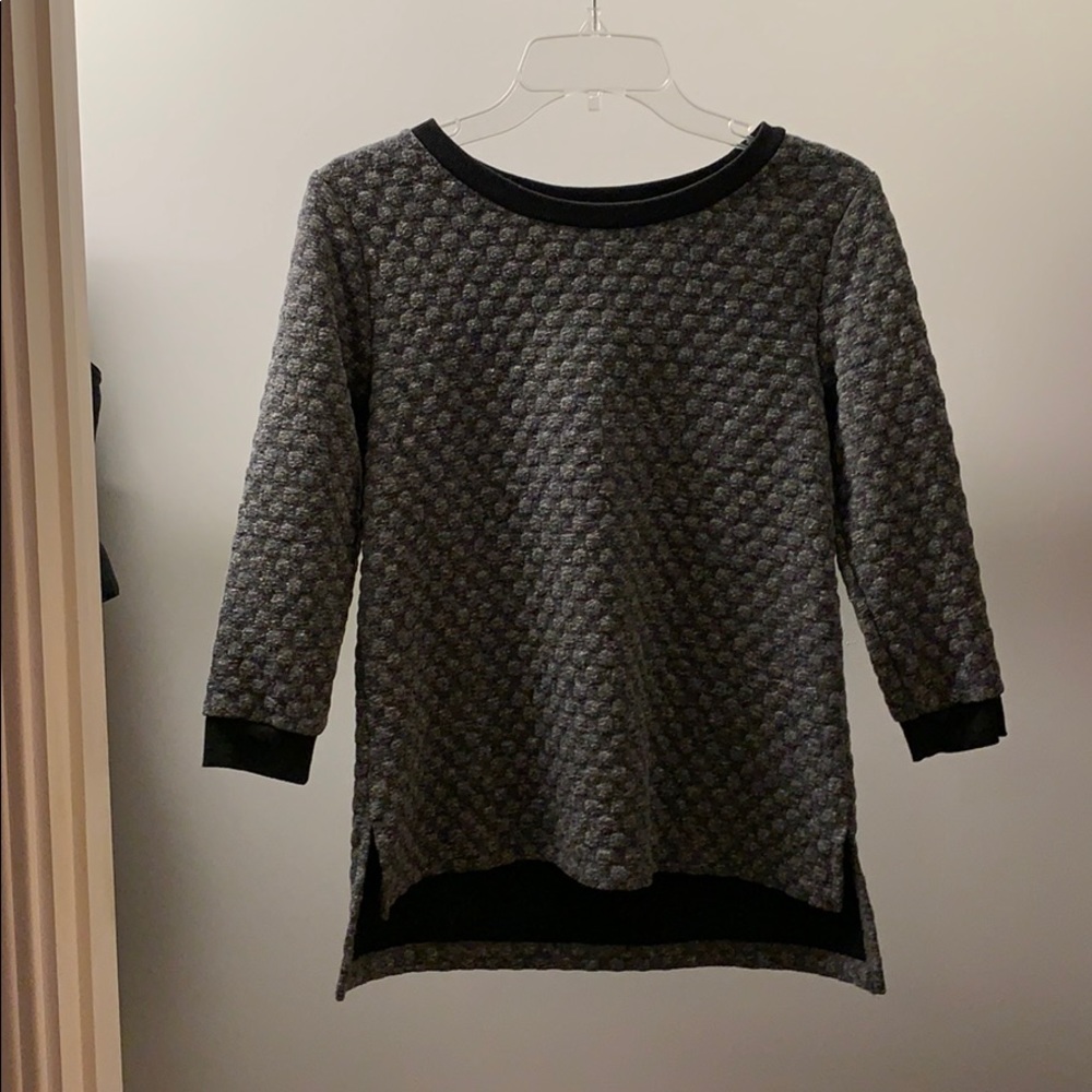 LOFT 3/4 length sleeve gray patterned sweater